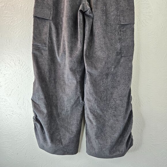 Nike Air Jordan Wide Leg Pants M High Waisted Dark Gray Velour Loose Baggy Cargo - Picture 11 of 15